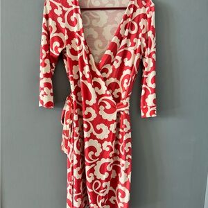 Diane Von Furstenberg Pink Patterned Wrap Dress